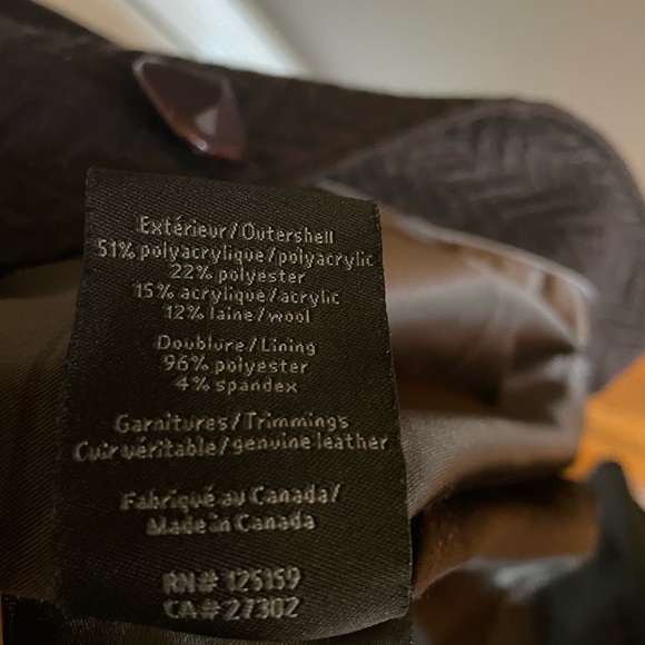 Mackage Coat Cocoa Brown and Black Leather Belt Funnel Collar Size Large - Picture 10 of 11